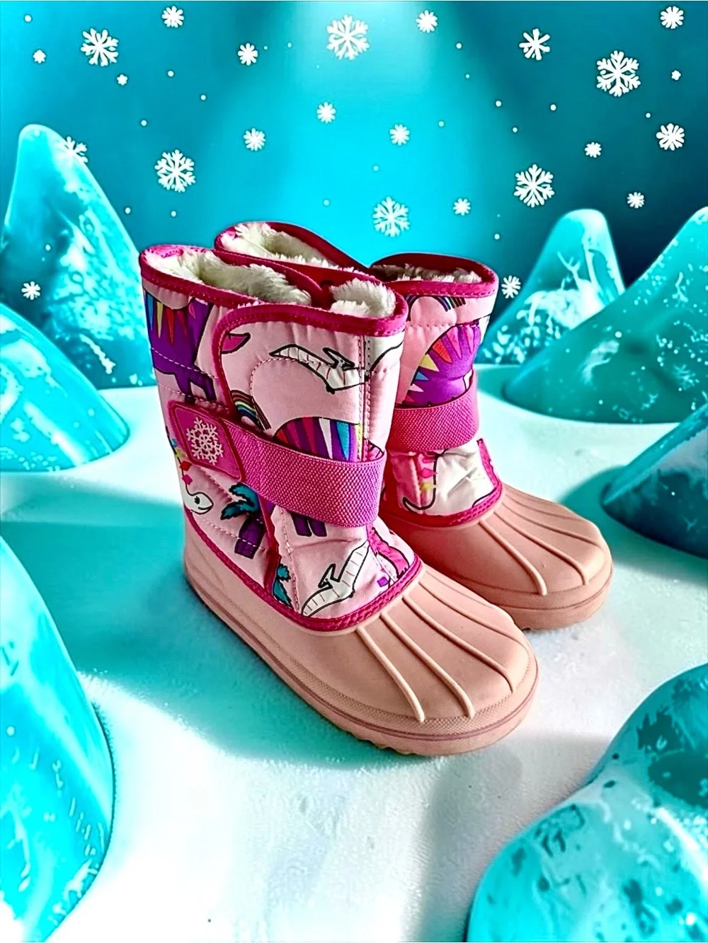 The Children’s Place Toddler Girls Boots Pink Dino Snow Size 11 EUC